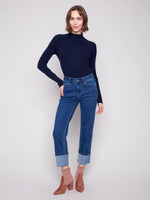 Charlie B Wide Leg Cuff Jeans Indigo