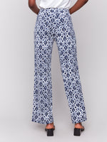 Charlie B Printed Wide Leg Pants With Slit At Front Hem