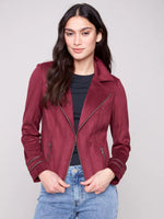 Charlie B Faux Suede Cabernet Jacket