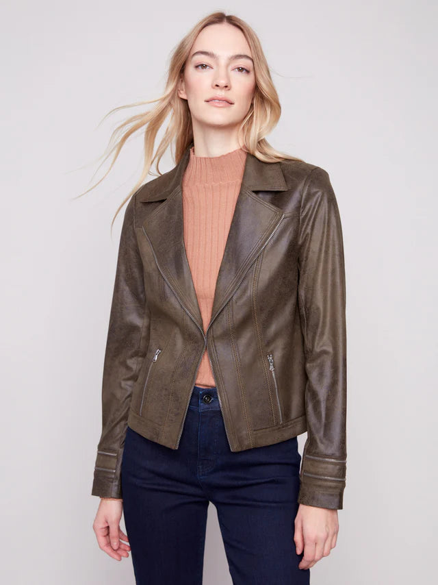 Charlie B Faux Suede Jacket Spruce