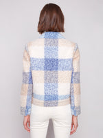 Charlie B Blue/Taupe Plaid Short Jacket