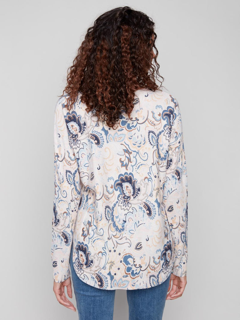 Charlie B Printed Long Sleeve Sweater Mixed Paisley