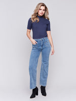 Charlie B Heat Patch Pocket Straight Jeans Blue