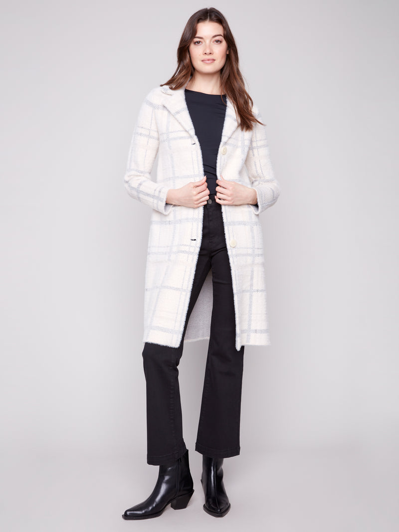 Charlie B Ivory Coatigan With Large Front Pockets
