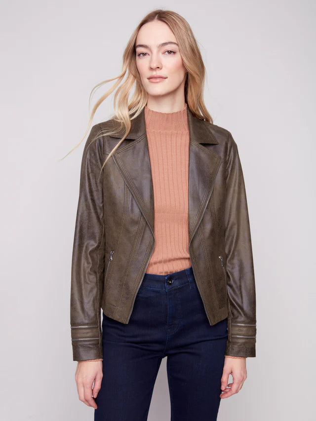 Charlie B Faux Suede Jacket Spruce