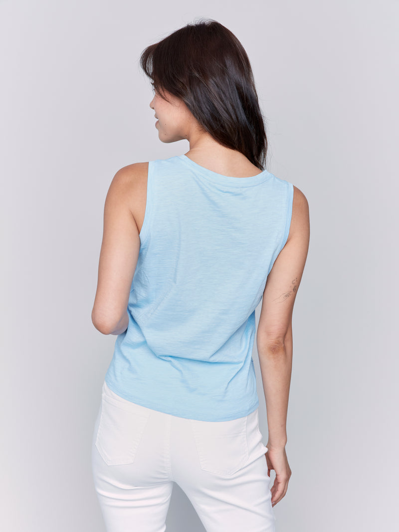 Charlie B Tank Top With Bunch Detail Bluebell Colour