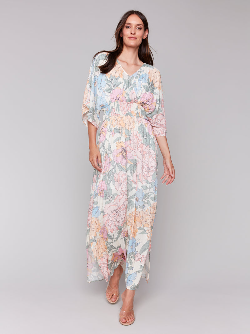 Charlie B Dolam Sleeve Floral Maxi With Waist Smocking