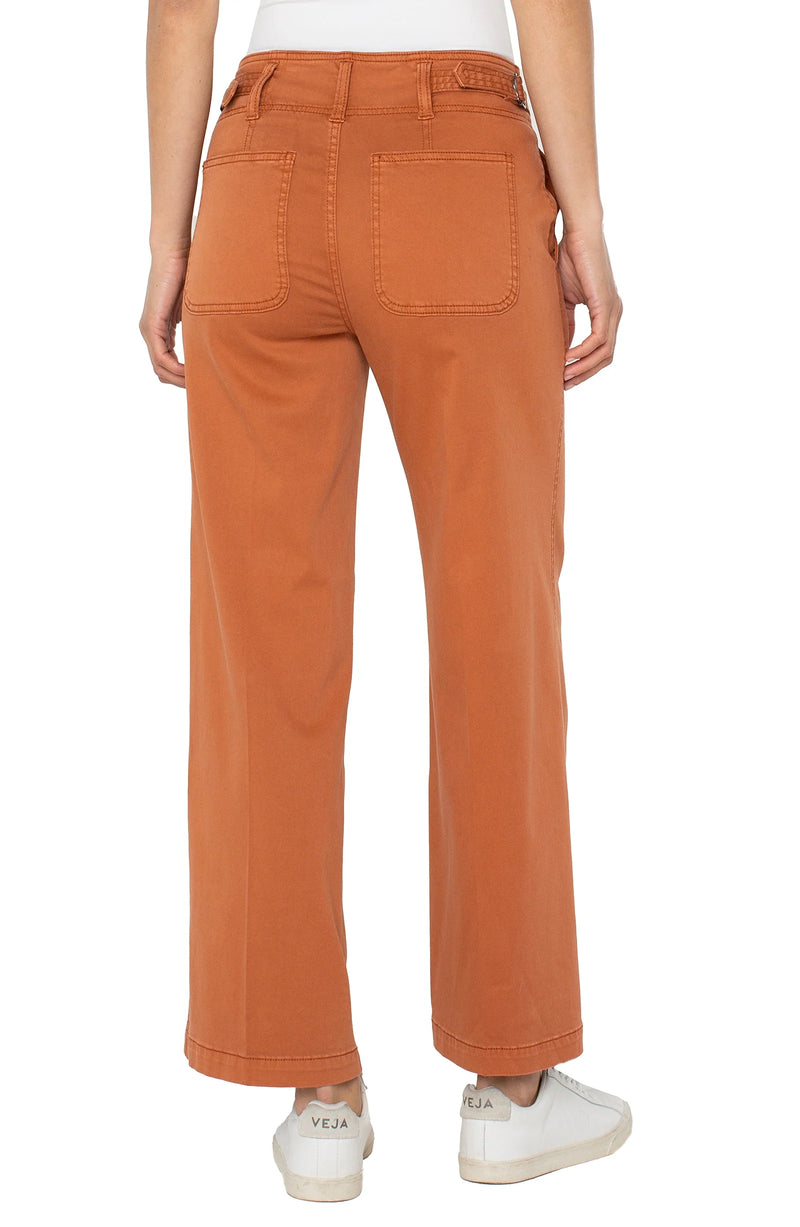 Liverpool Ginger Spice Wide Leg Pant With Cinched Waist