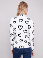 Charlie B Reversible Mock Neck Heart Sweater