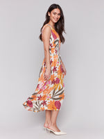 Charlie B Maxi Dress With Ruching At Empire Waist Bouquet