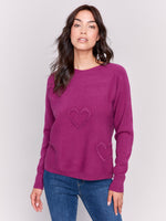 Charlie B Mulberry Heart Design Sweater