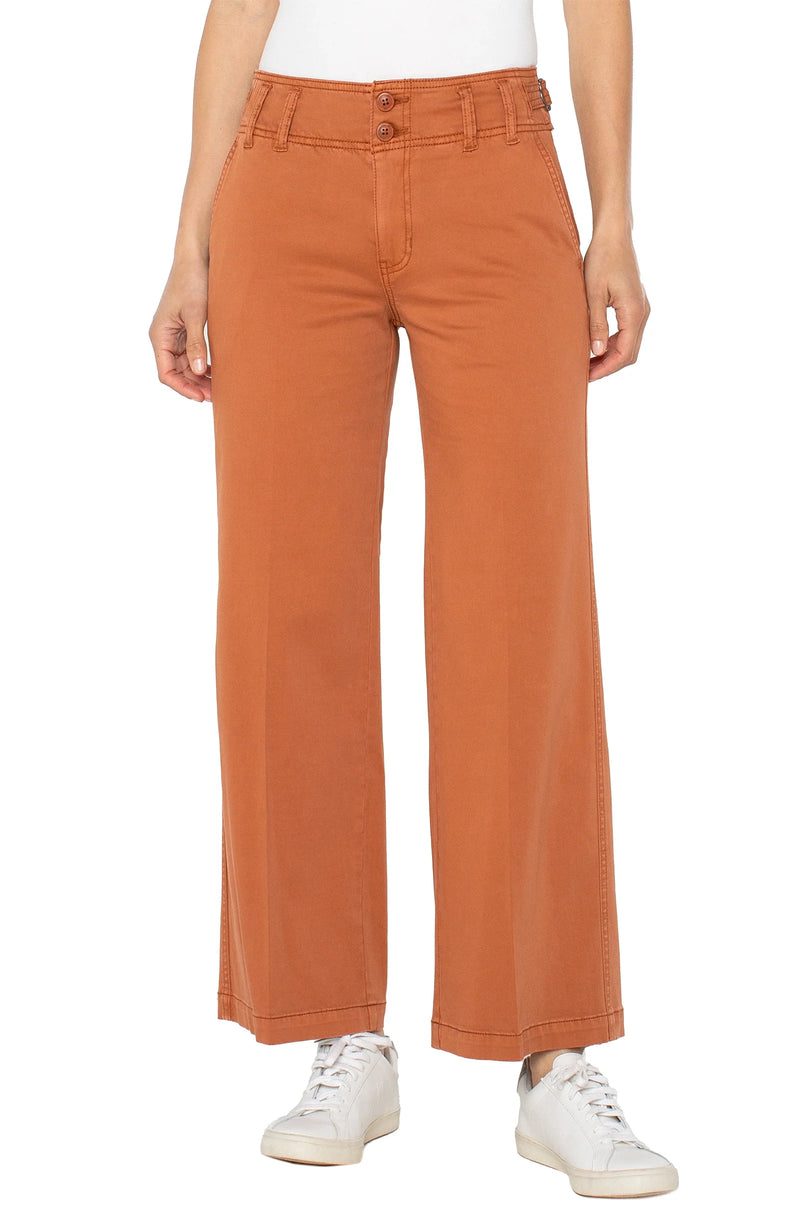 Liverpool Ginger Spice Wide Leg Pant With Cinched Waist