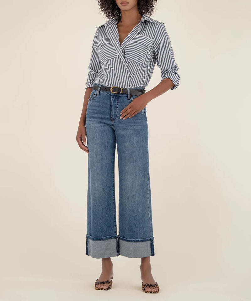 KUT Meg Leg Rolled Hem Jeans Incontrovertable Wash