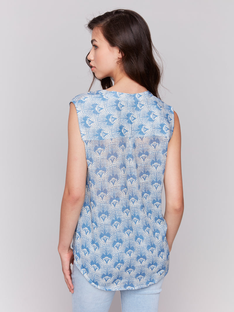 Charlie B Off White And Blue Tank Top Tapestry Print