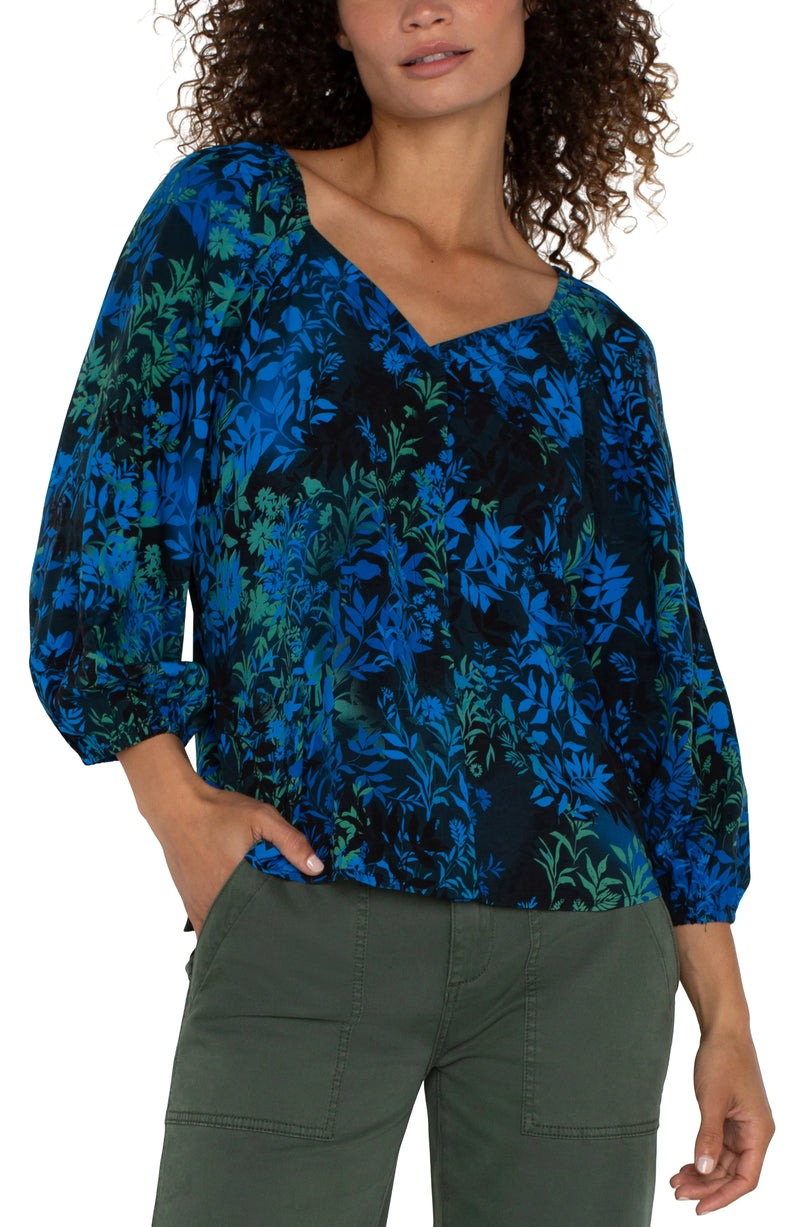 Liverpool Black/Bright Blue/Green Floral  Blouse