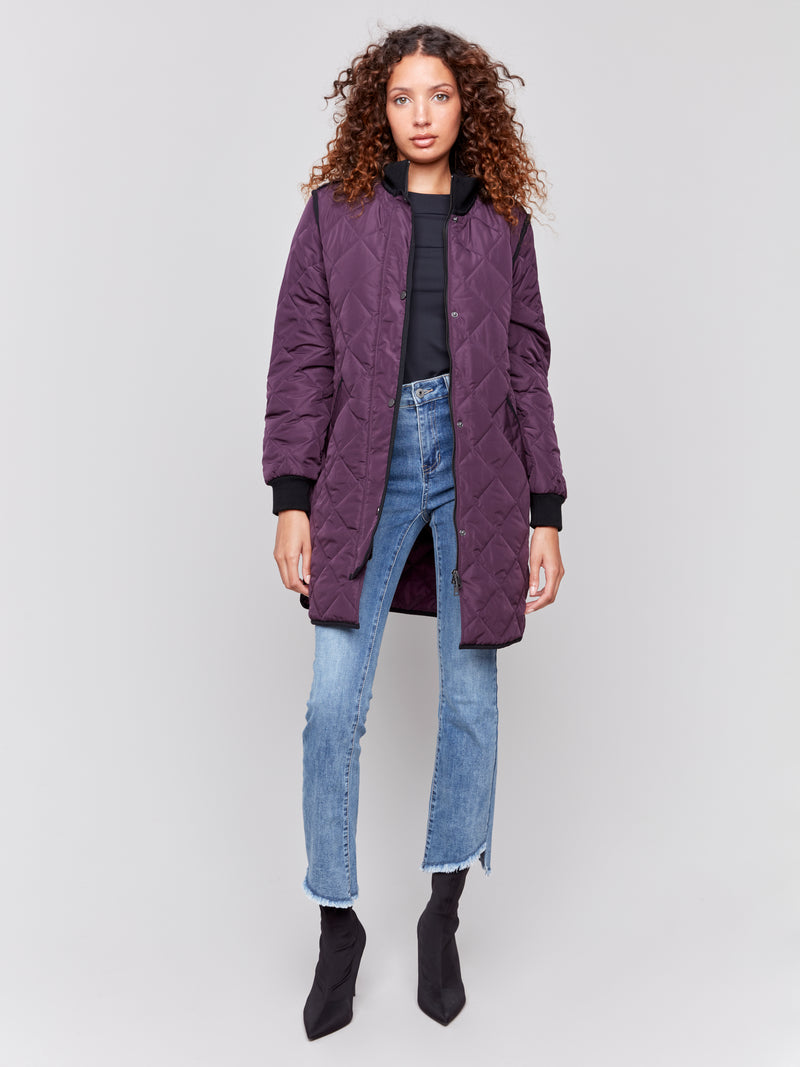 Charlie B Quilted Jacket Plum