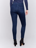 Charlie B Skinny Jean With Zipper Detail Dark Blue