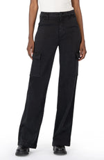 KUT Wide Leg Black Cargo Pants