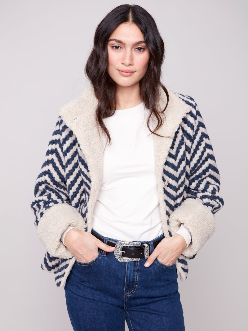 Charlie B Navy Chevron Jacket